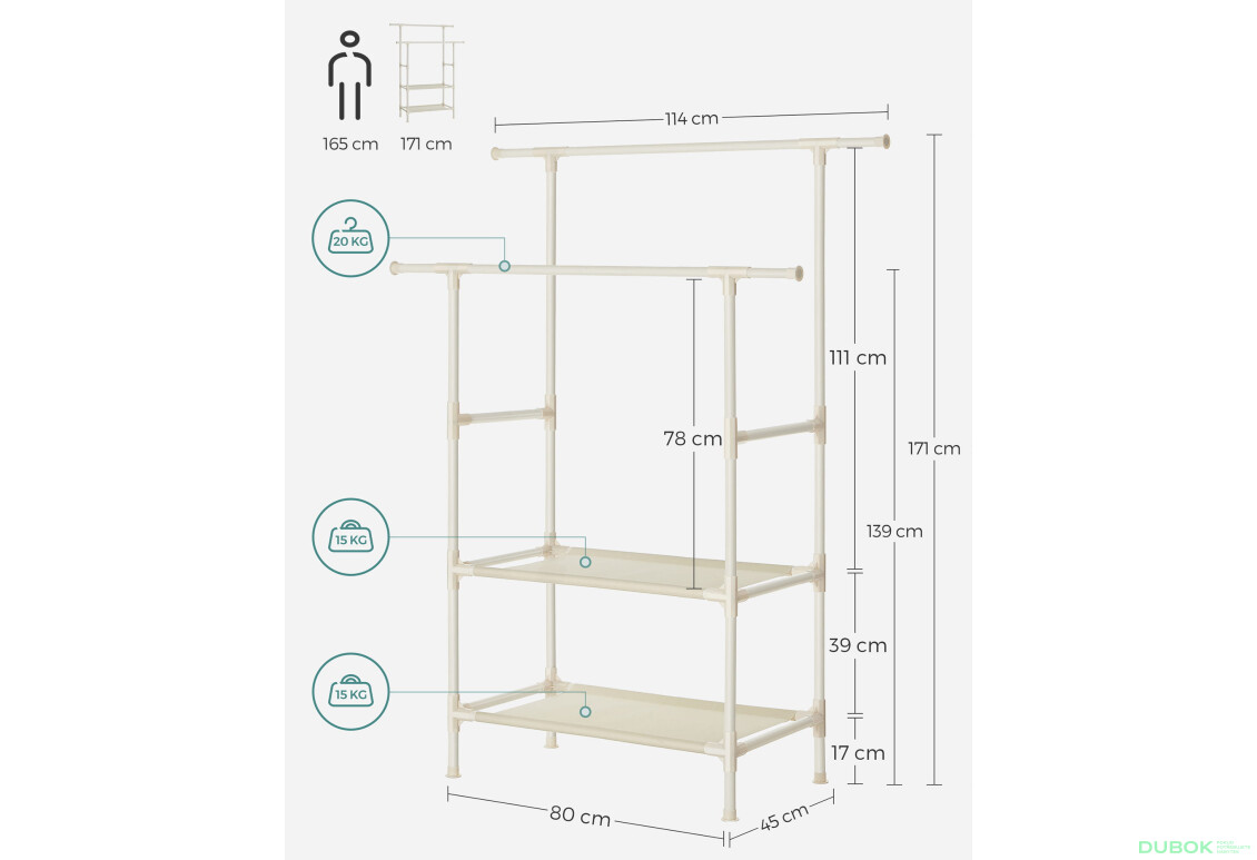 Stojan na oblečení - RDR02WT - Fotografie 6 Fotografie 6 - Stojan na oblečení - RDR02WT