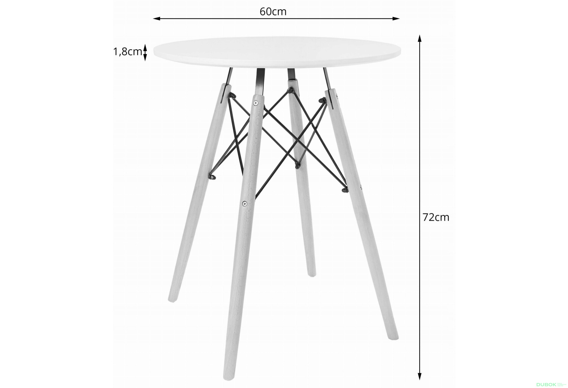 Fotografie 11 - Sada kulatý stůl TODI 60cm bílý + 2 židle MARK černé