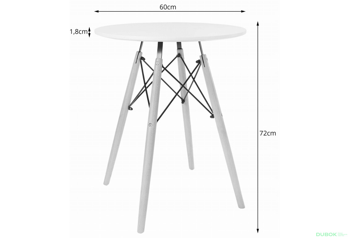 Fotografie 11 - Sada kulatý stůl TODI 60cm bílý + 2 židle MARK černé
