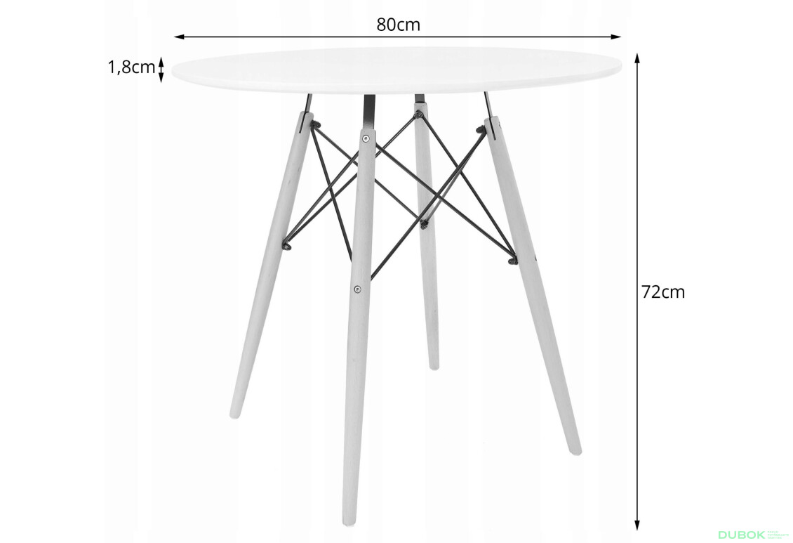 Fotografie 11 - Sada kulatý stůl TODI 80 cm bílý + 4 židle MARK šedé
