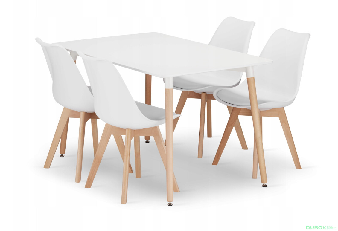 Sada obdélníkový stůl ADRIA 120x80 bílý + 4 židle MARK bílé