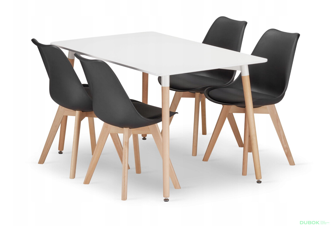 Sada obdélníkový stůl ADRIA 120x80 bílý + 4 židle MARK černé