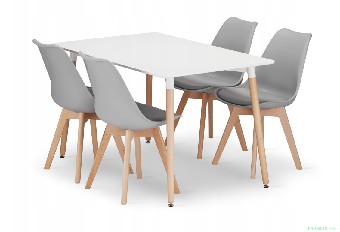 Sada obdélníkový stůl ADRIA 120x80 bílý + 4 židle MARK šedé
