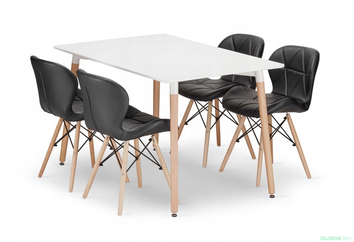 Sada obdélníkový stůl ADRIA 120x80 bílý + 4 židle LAGO černé