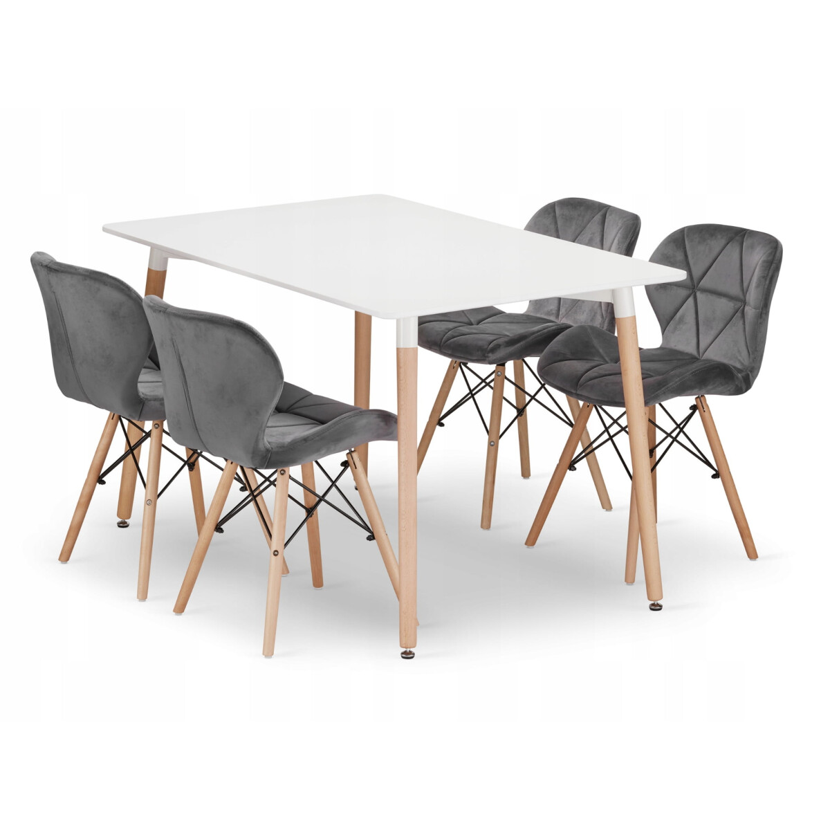 

Sada obdélníkový stůl ADRIA 120x80 bílý + 4 židle LAGO šedé
