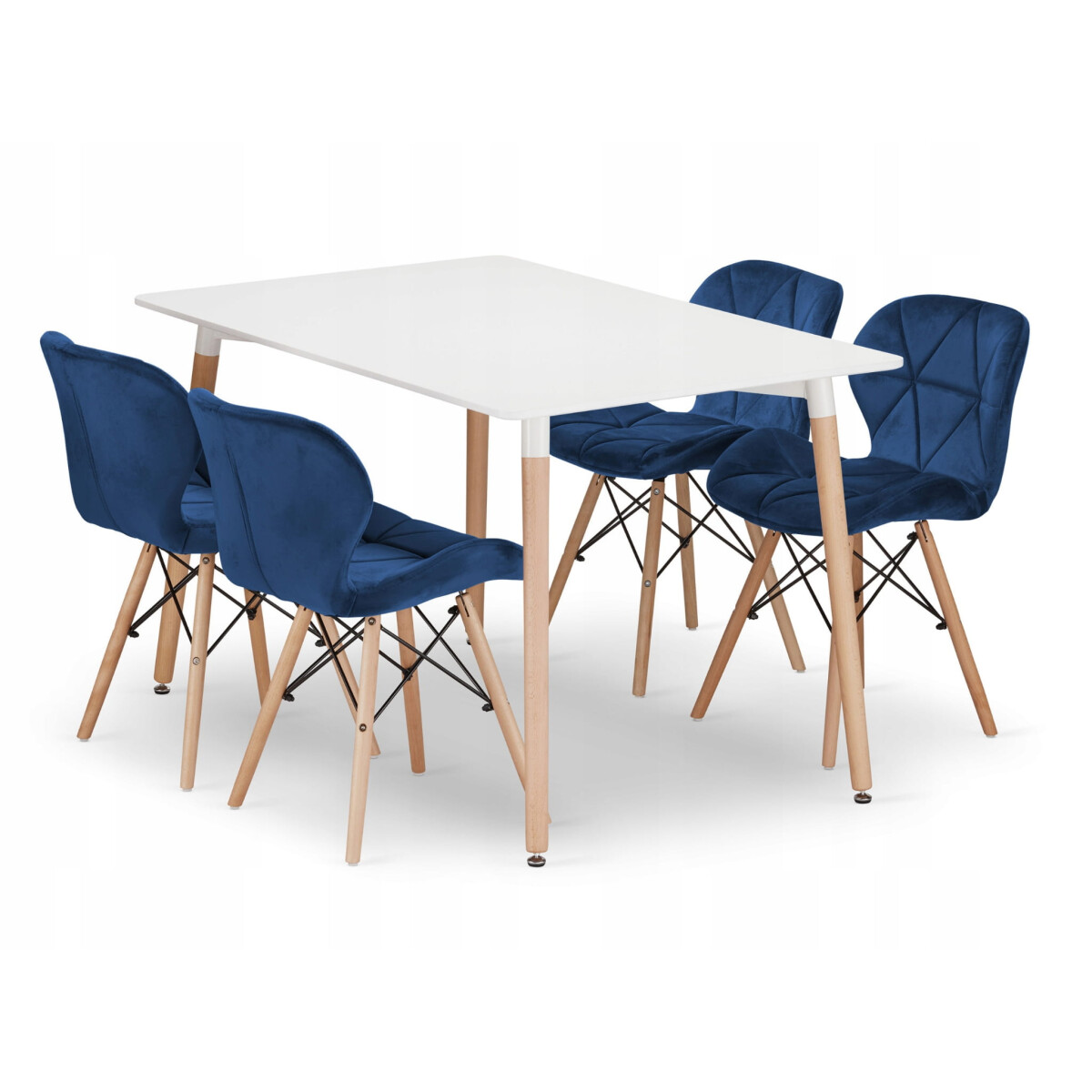 

Sada obdélníkový stůl ADRIA 120x80 bílý + 4 židle LAGO modré
