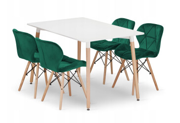 Sada obdélníkový stůl ADRIA 120x80 bílý + 4 židle LAGO zelené