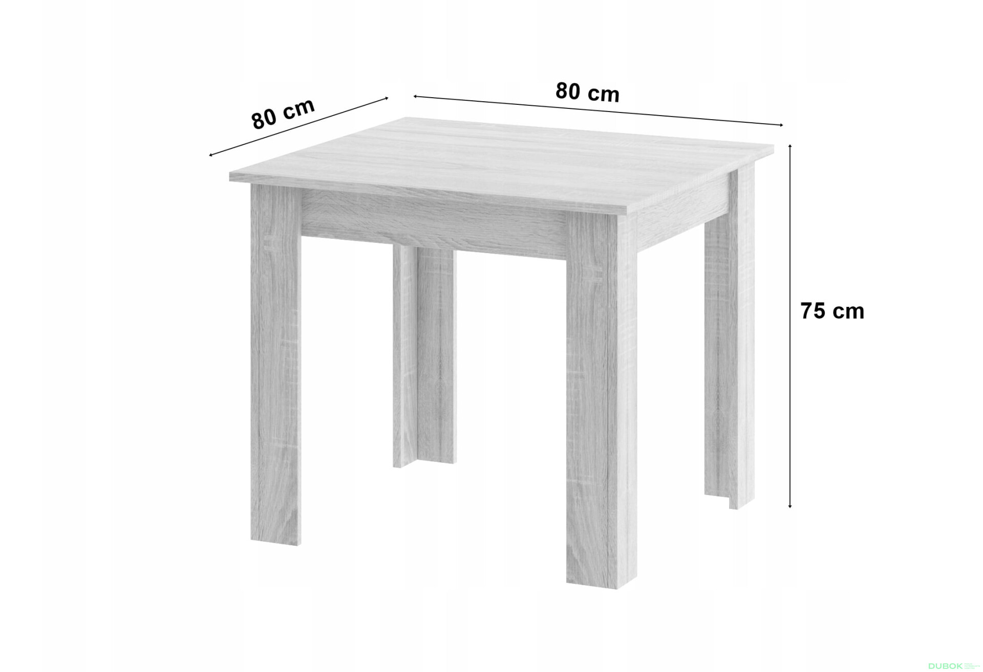 Fotografie 11 - Sada čtvercový stůl 80x80 dub sonoma + 4 židle MARK černé