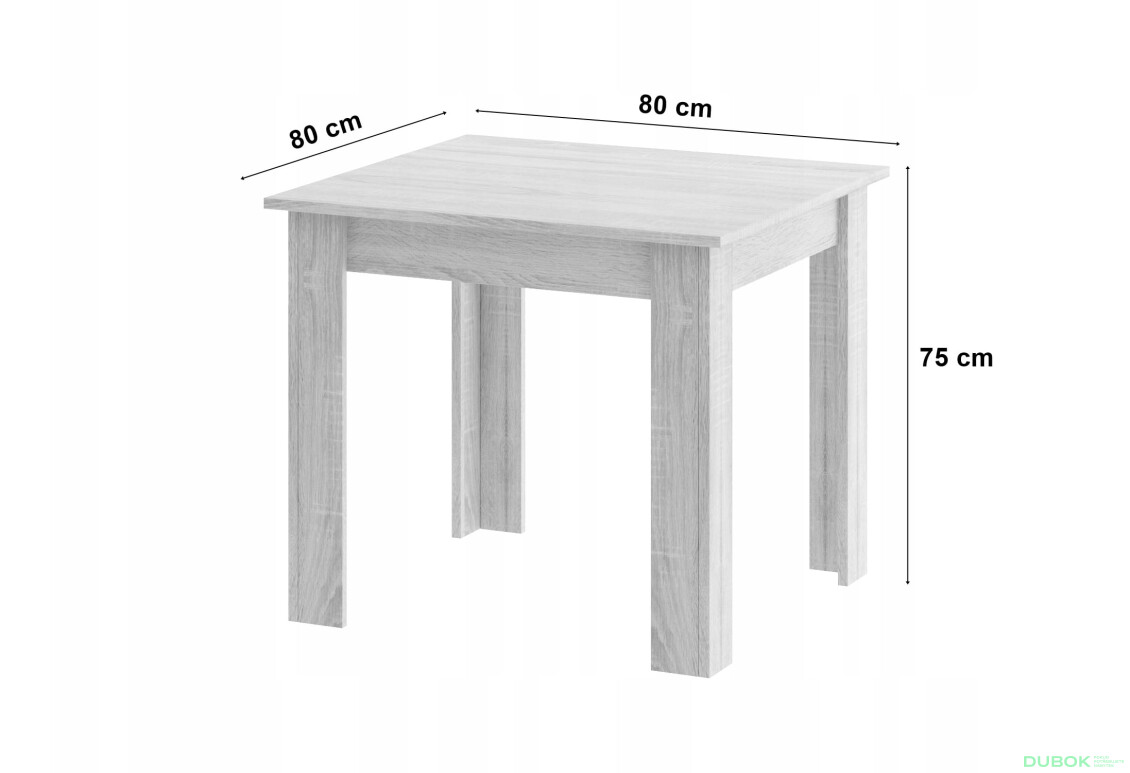 Fotografie 11 - Sada čtvercový stůl 80x80 dub sonoma/bílý + 4 židle MARK černé