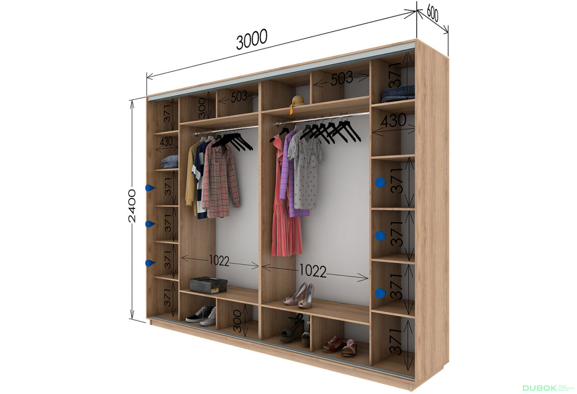 Fotografie 3 - Skříň s posuvnými dveřmi 2400x3000x600 4 zrcadla dub sonoma, profil stříbrný