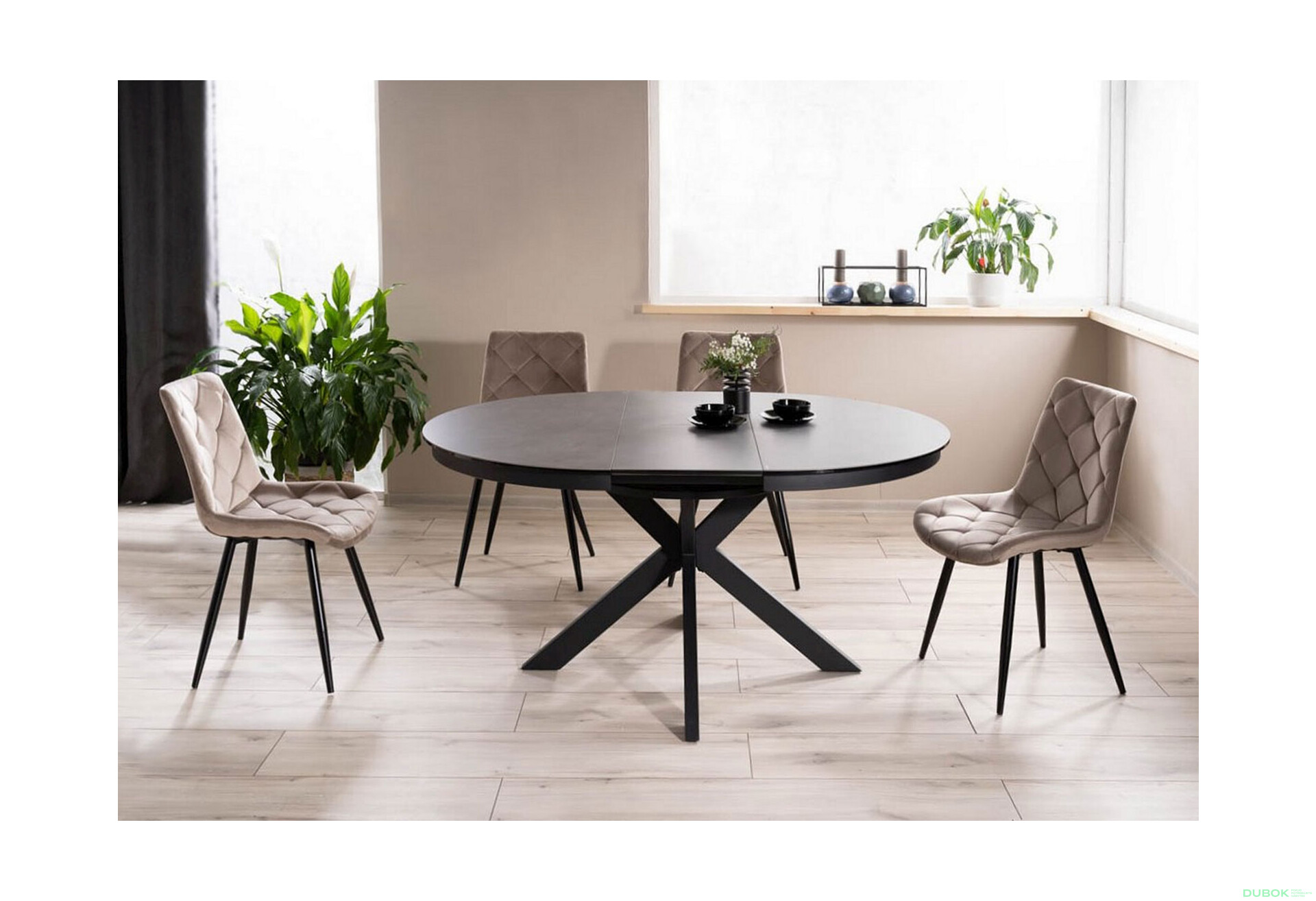 Fotografie 10 - Židle Ralph Velvet tmavě béžový Bluvel 40, kov černá matná