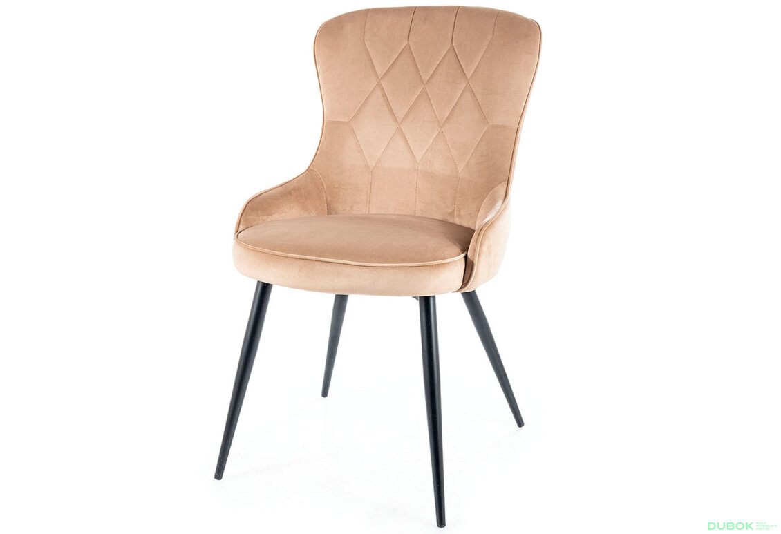 Židle Lotus Velvet béžový Bluvel 28, kov černá matná