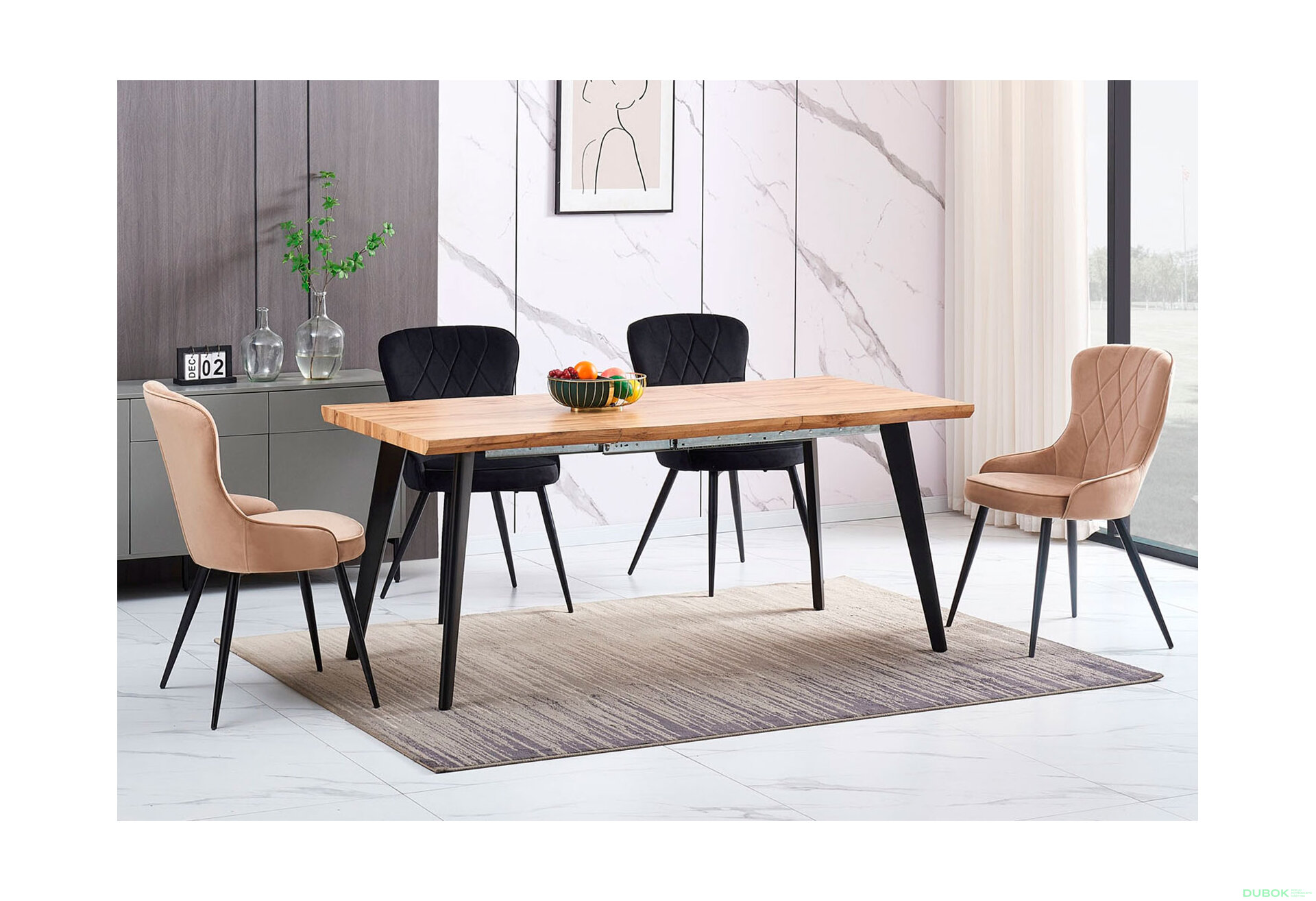 Fotografie 4 - Židle Lotus Velvet béžový Bluvel 28, kov černá matná