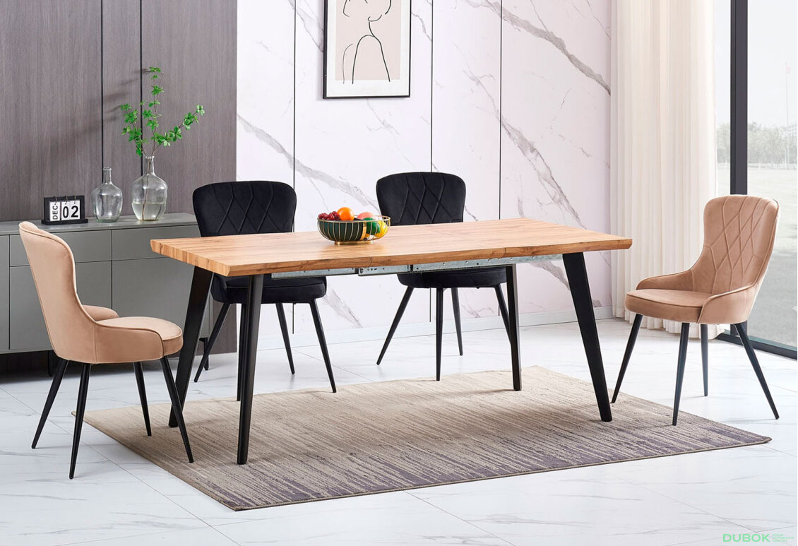 Fotografie 4 - Židle Lotus Velvet béžový Bluvel 28, kov černá matná