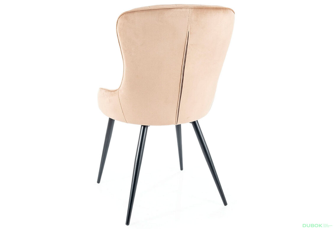 Fotografie 3 - Židle Lotus Velvet béžový Bluvel 28, kov černá matná