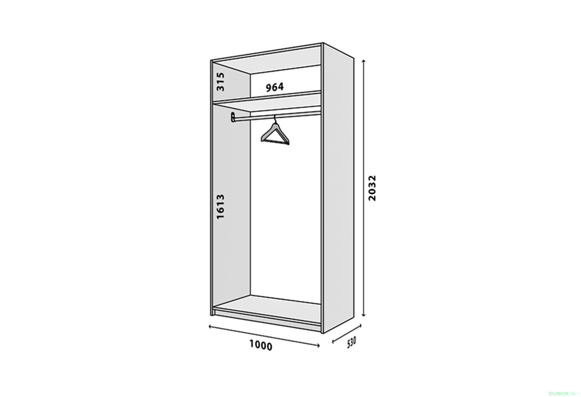 Modul № 2ŠU-1000x2050 DTD 18 mm bílý Módulní skříň Modus - Fotografie 2 Fotografie 2 - Modul № 2ŠU-1000x2050 DTD 18 mm bílý Módulní skříň Modus