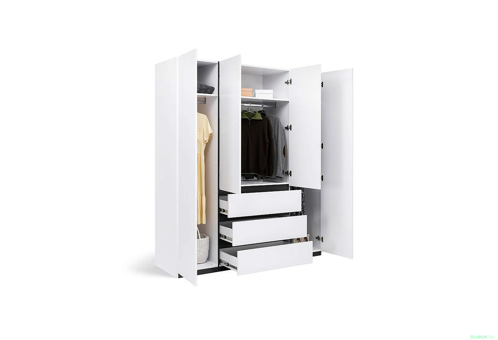 Fotografie 3 - Skříň 4dv 3šu bez zrcadel bílý supermat, antracit Duo