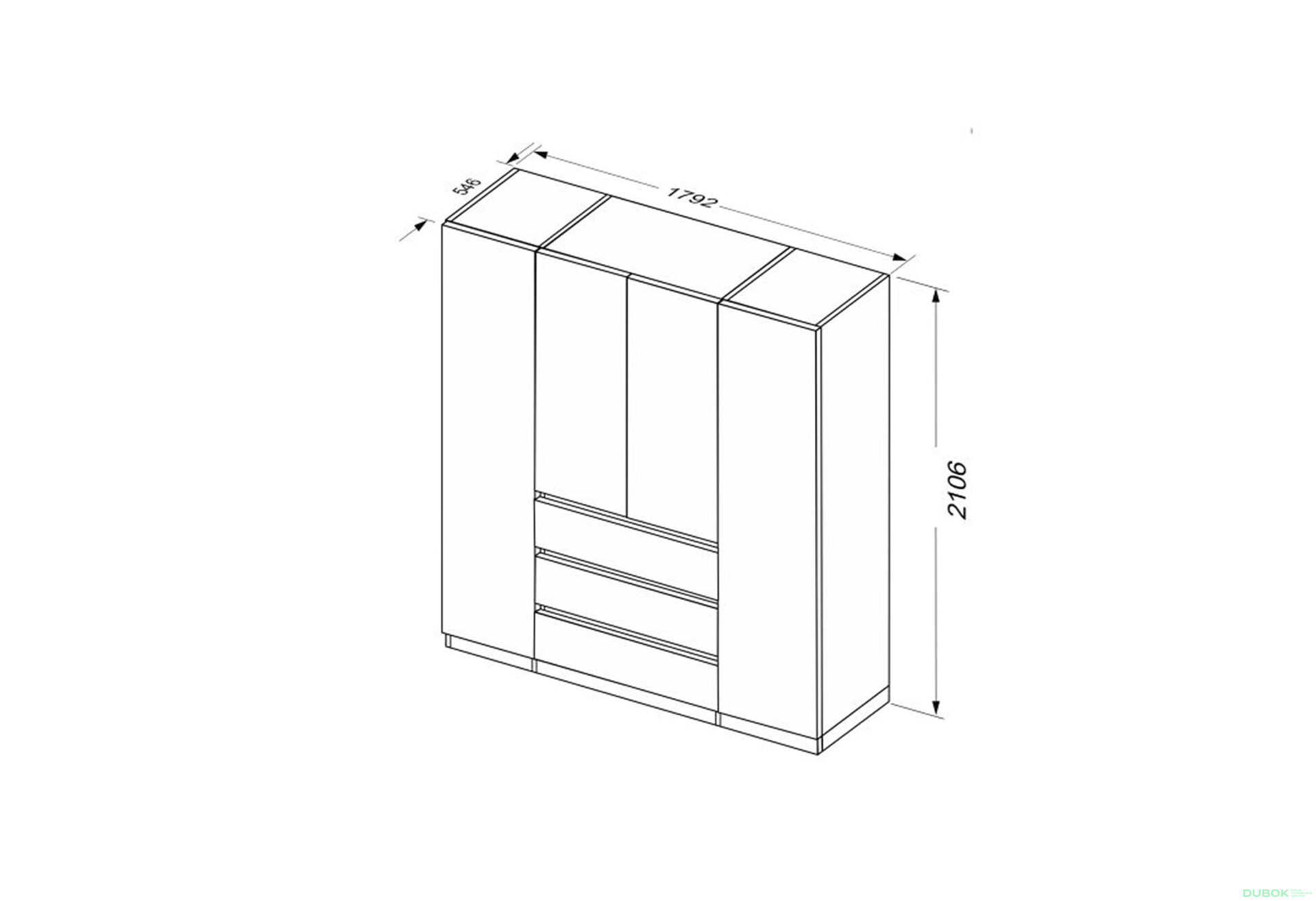 Fotografie 7 - Skříň 4dv 3šu bez zrcadel bílý supermat, antracit Duo