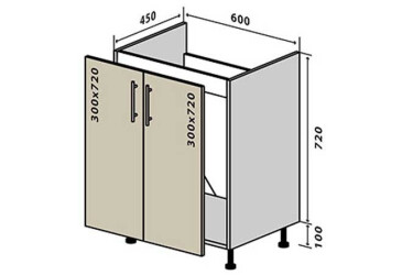 N13 Dřezová skříňka 2D 60 Interno
