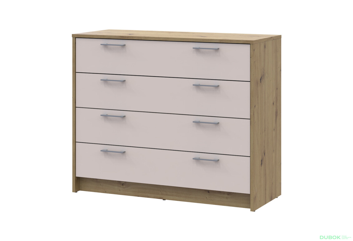 Komoda Rondi 4 zásuvky 100x40x82 dub artisan / kašmír