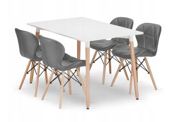 Sada obdélníkový stůl ADRIA 120x80 bílý + 4 židle LAGO šedé