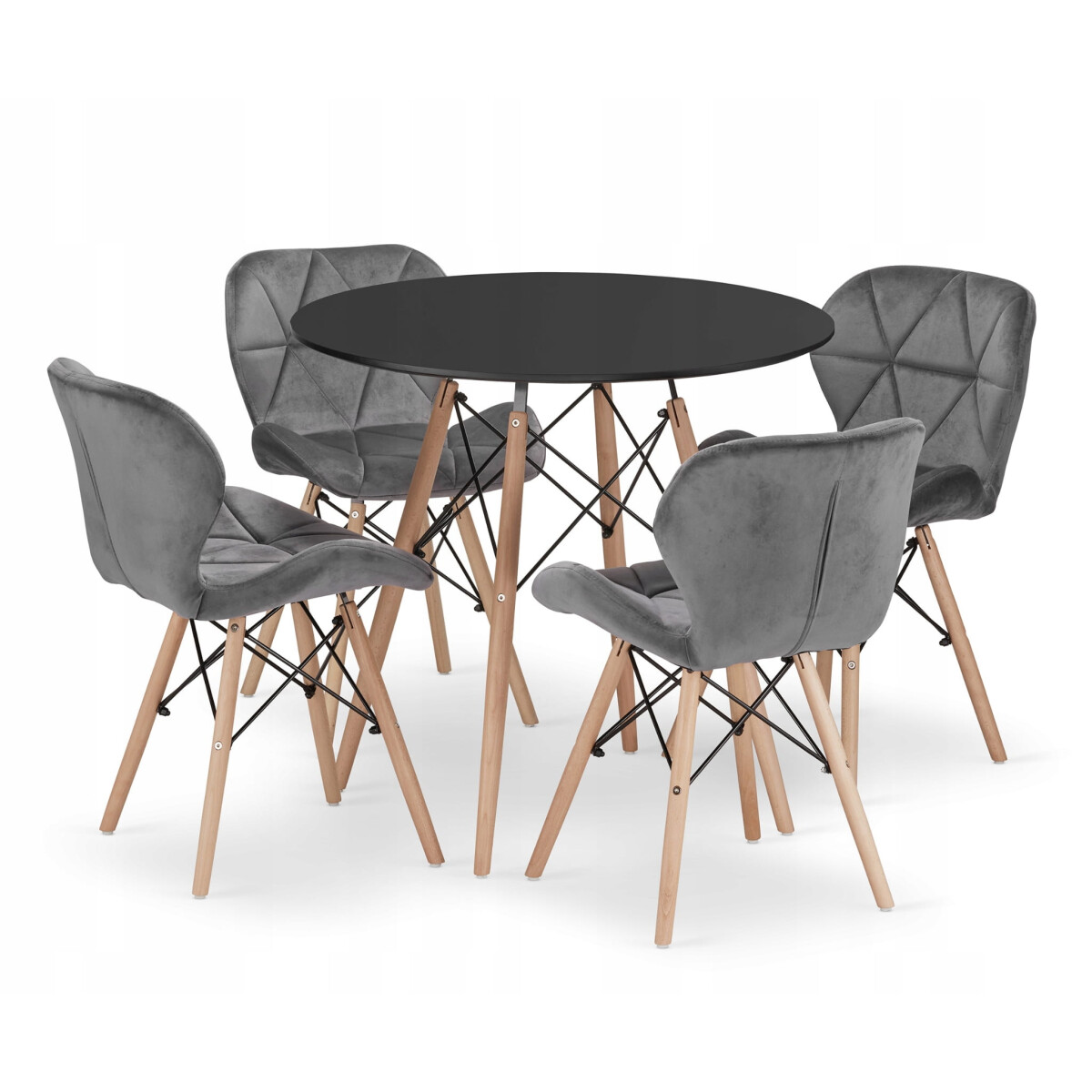 

Sada kulatý stůl TODI 80 černý + 4 židle LAGO šedé