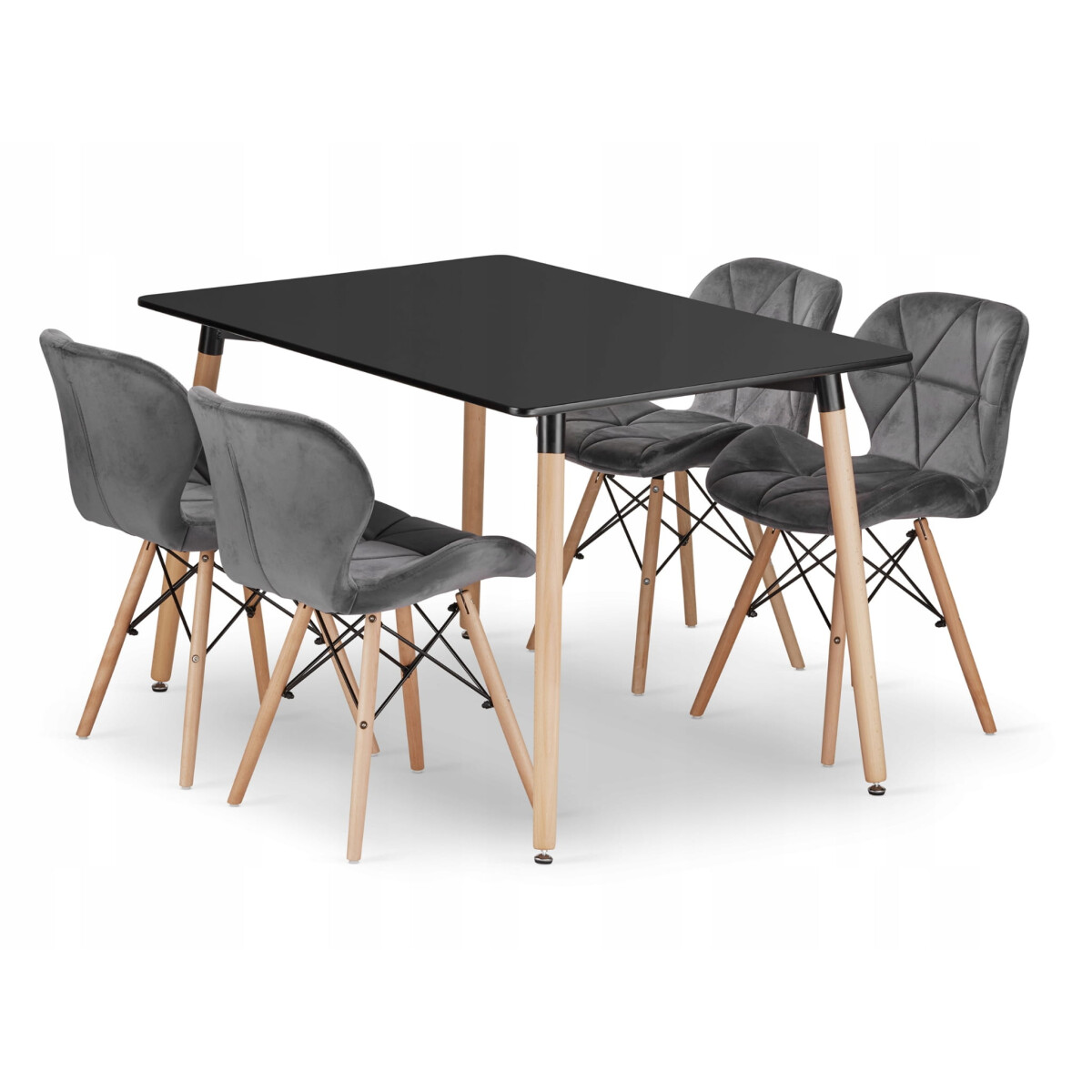 

Sada obdélníkový stůl ADRIA 120x80 černý + 4 židle LAGO šedé