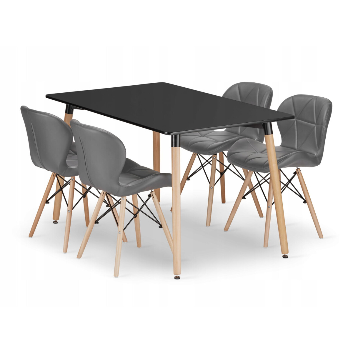 

Sada obdélníkový stůl ADRIA 120x80 černý + 4 židle LAGO šedé