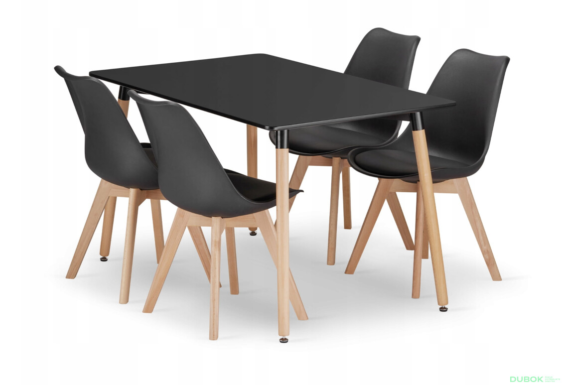 Sada obdélníkový stůl ADRIA 120x80 černý + 4 židle MARK černé