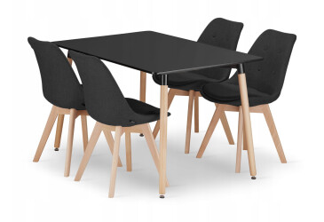 Sada obdélníkový stůl ADRIA 120x80 černý + 4 židle NORI černé