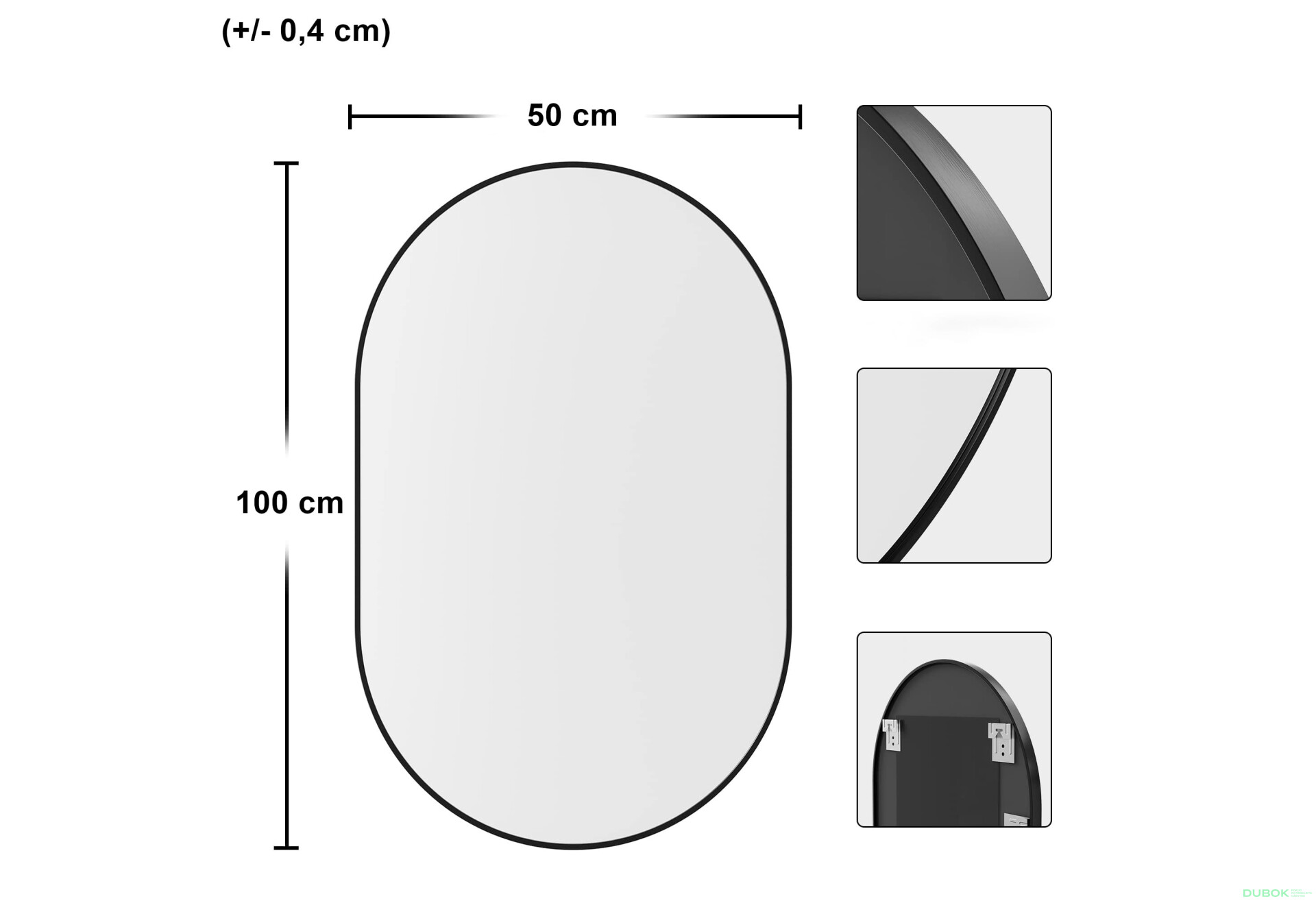 Fotografie 2 - Zrcadlo oválné 100x50cm černý rám