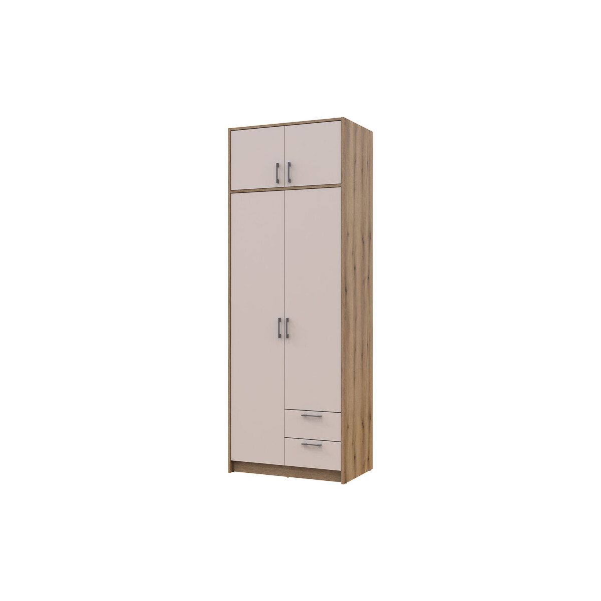 

Skříň Rondi 2 dřevotříska s nástavbou dub artisan / kašmír 82x52x236