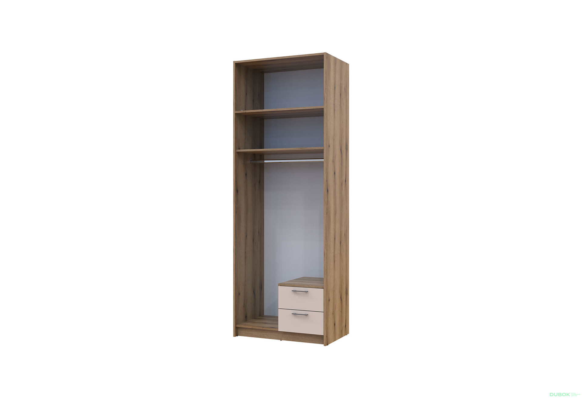 Skříň Rondi 2 dřevotříska s nástavbou dub artisan / kašmír 82x52x236 - Fotografie 7 Fotografie 7 - Skříň Rondi 2 dřevotříska s nástavbou dub artisan / kašmír 82x52x236