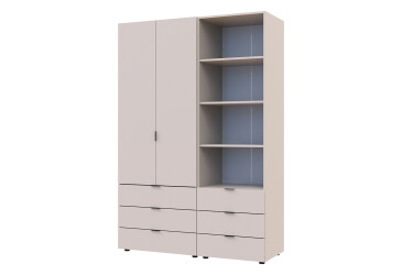 Skříň 2D s regálem se zásuvkami Gelar 137.5 cm kašemír