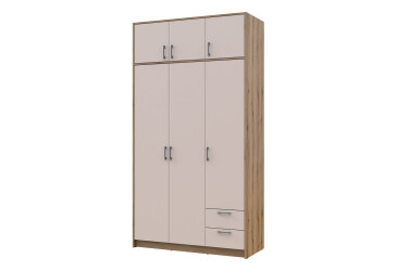 Skříň Rondi 3 dřevotříska s horním prostorem artisan dub / cashmere 121x52x236