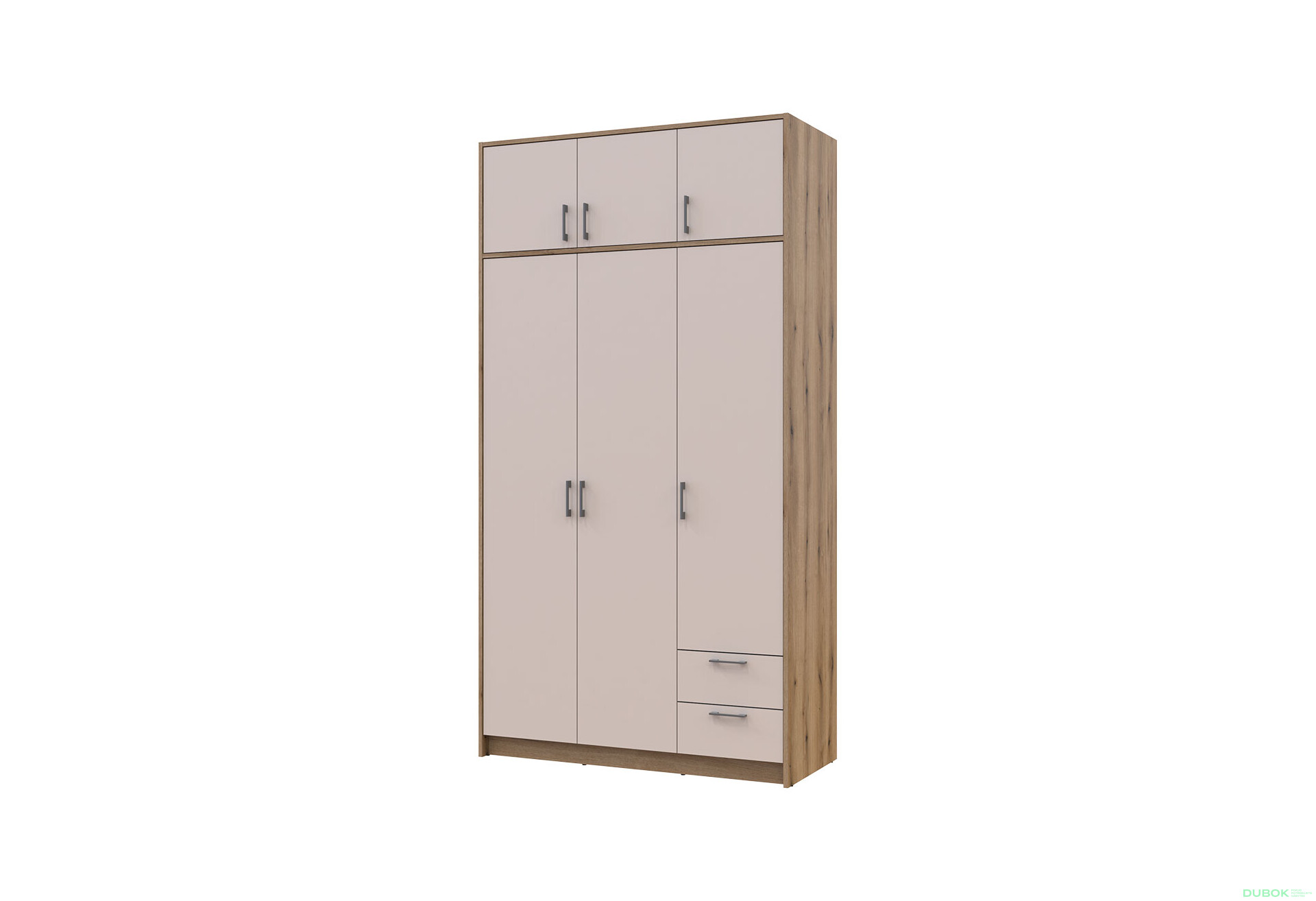 Fotografie 1 - Skříň Rondi 3 dřevotříska s horním prostorem artisan dub / cashmere 121x52x236
