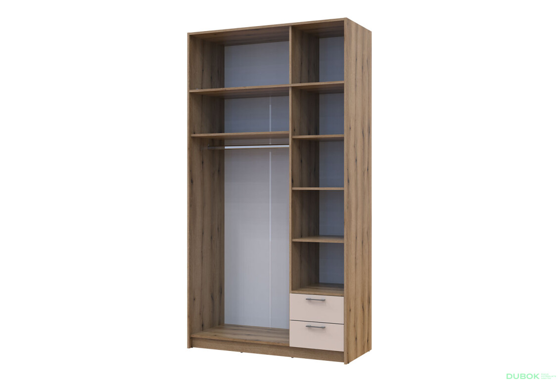 Fotografie 6 - Skříň Rondi 3 dřevotříska s horním prostorem artisan dub / cashmere 121x52x236