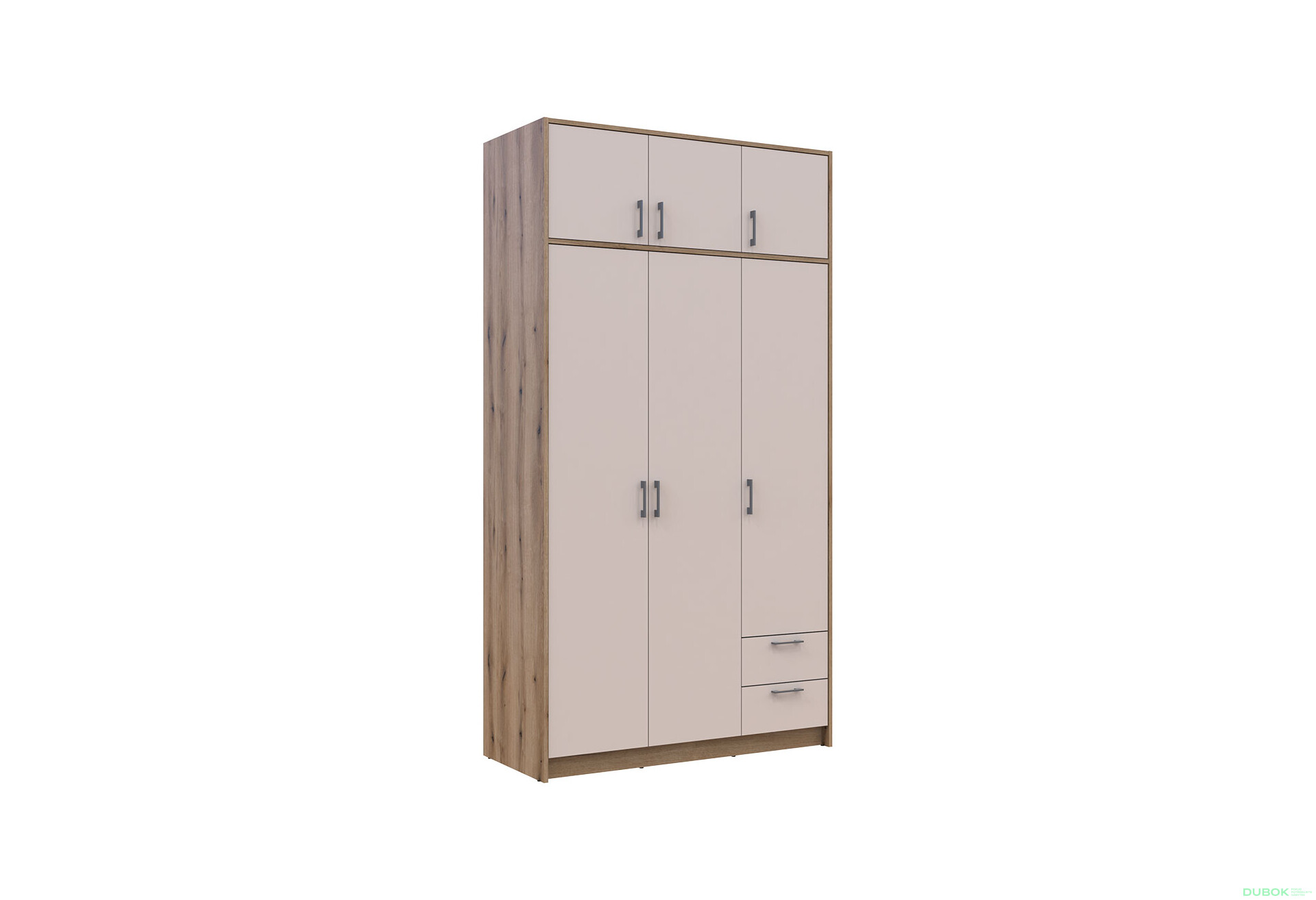 Fotografie 4 - Skříň Rondi 3 dřevotříska s horním prostorem artisan dub / cashmere 121x52x236