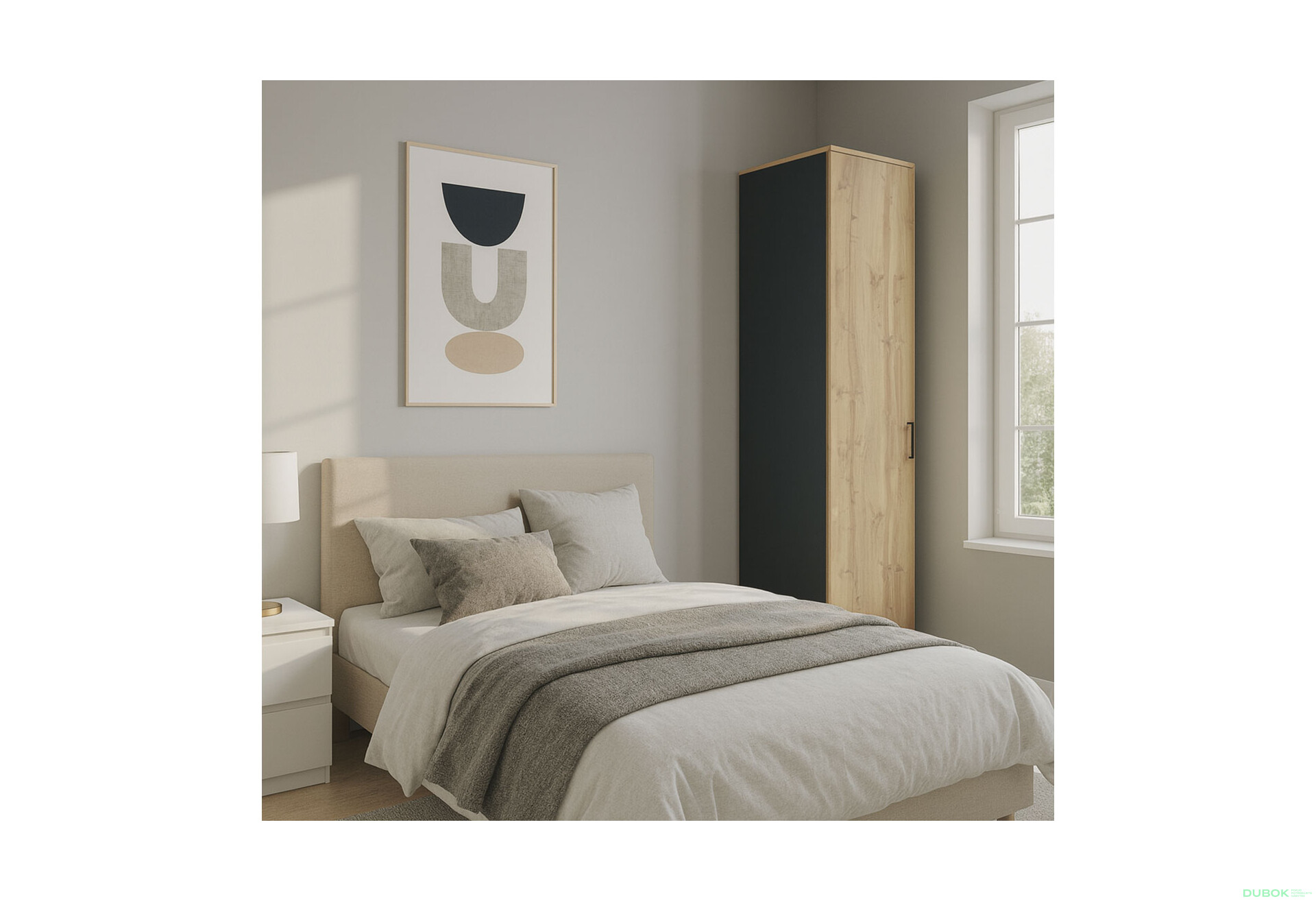 Fotografie 2 - Skříň 1D, antracit / dub wotan Džurian