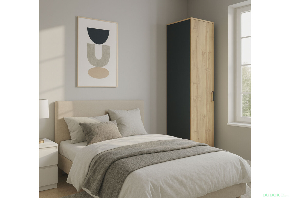 Fotografie 2 - Skříň 1D, antracit / dub wotan Džurian