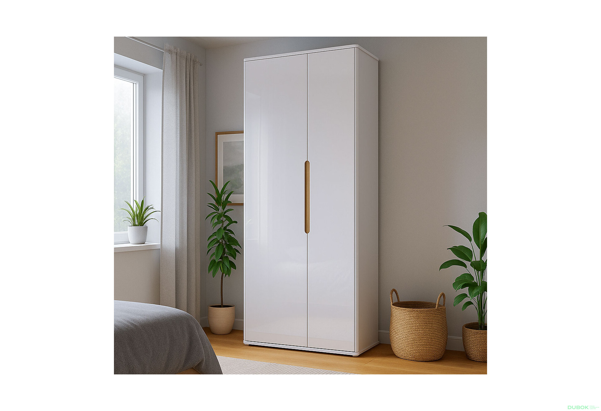 Skříň 2D bez zrcadel, bílý lesk Stella - Fotografie 2 Fotografie 2 - Skříň 2D bez zrcadel, bílý lesk Stella