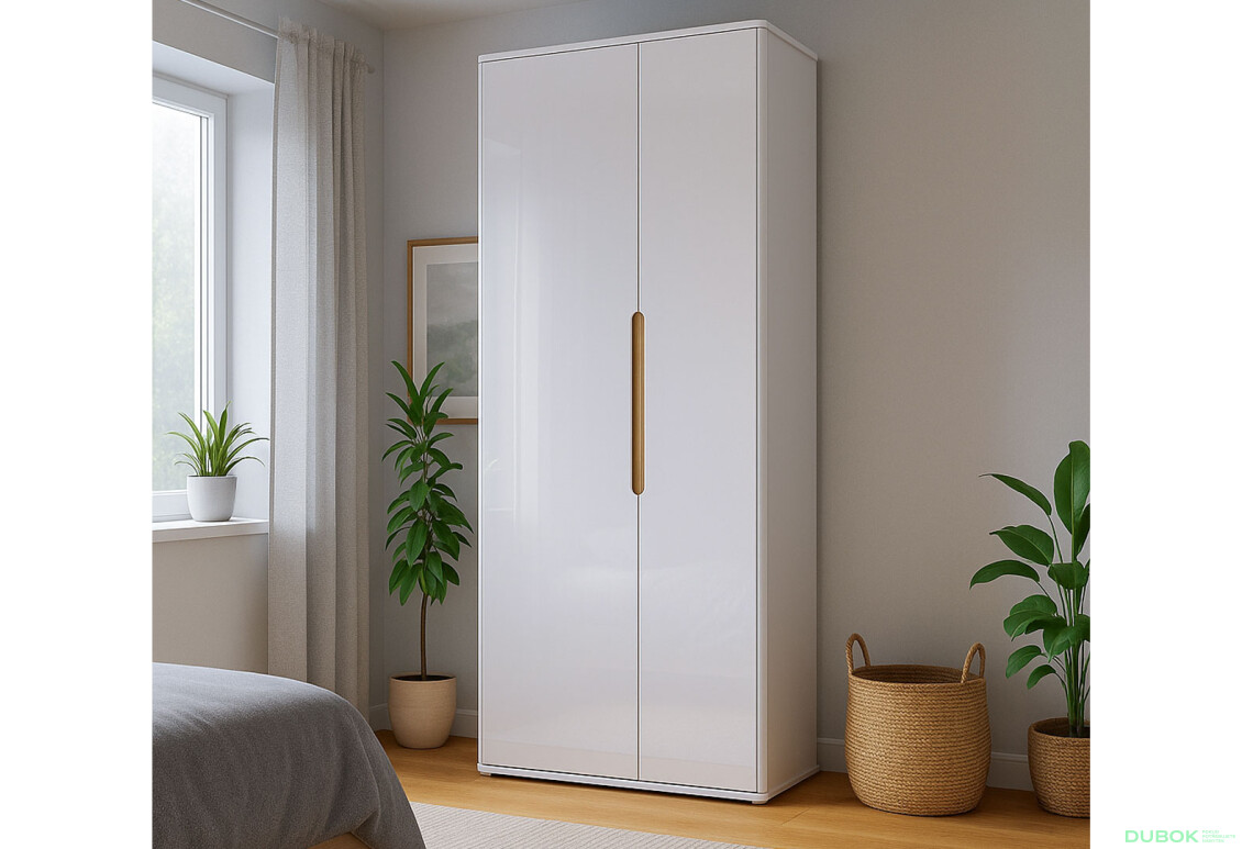 Skříň 2D bez zrcadel, bílý lesk Stella - Fotografie 2 Fotografie 2 - Skříň 2D bez zrcadel, bílý lesk Stella