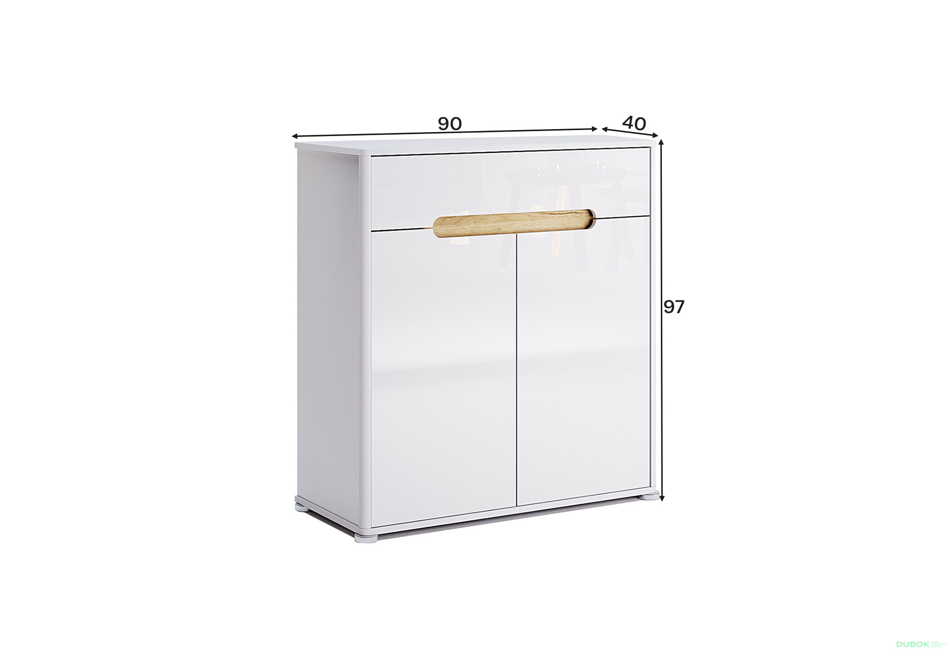 Fotografie 5 - Komoda 2D 1Š, bílý lesk Stella