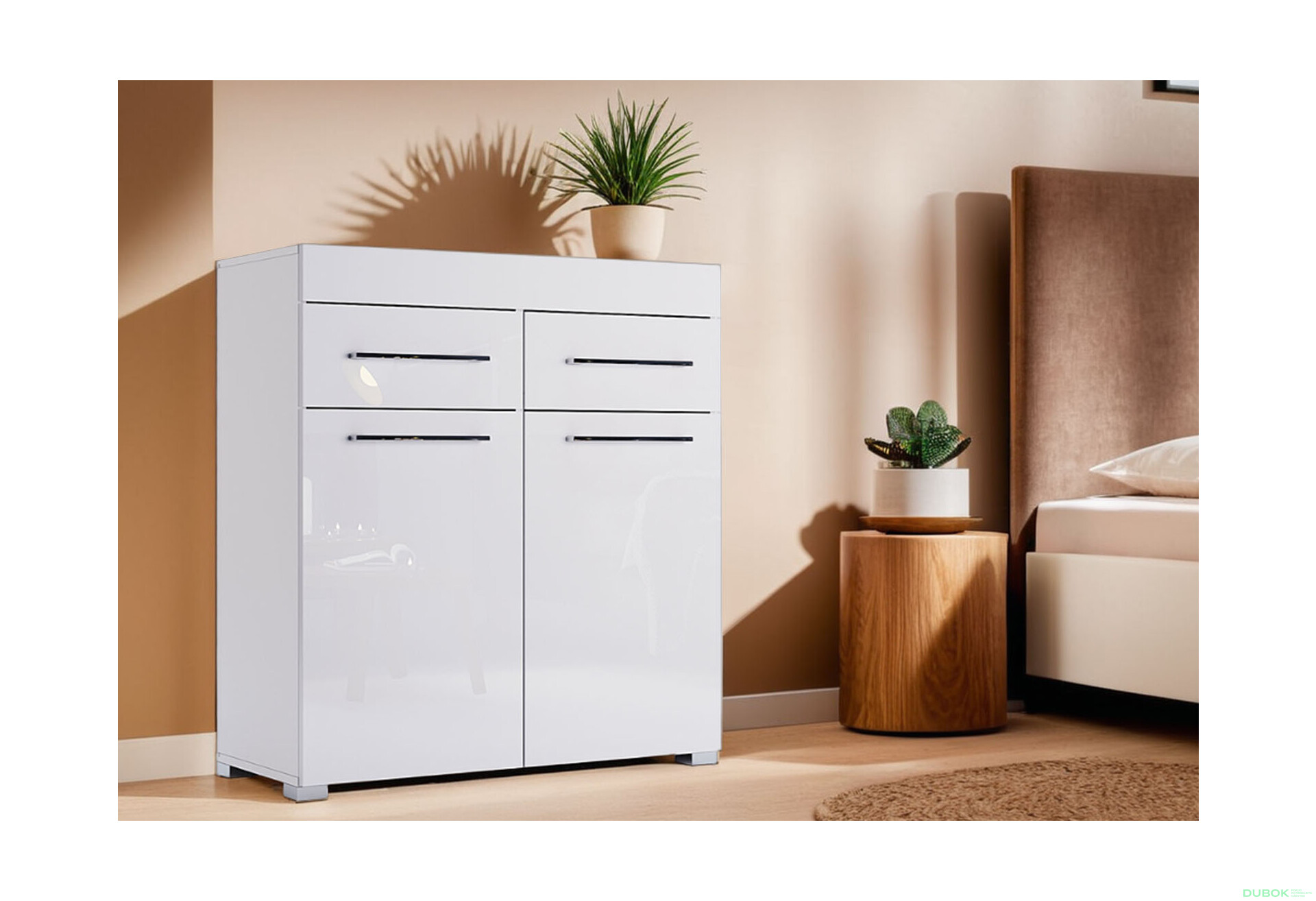 Komoda 2dv 2š, bílý lesk Amanda - Fotografie 2 Fotografie 2 - Komoda 2dv 2š, bílý lesk Amanda