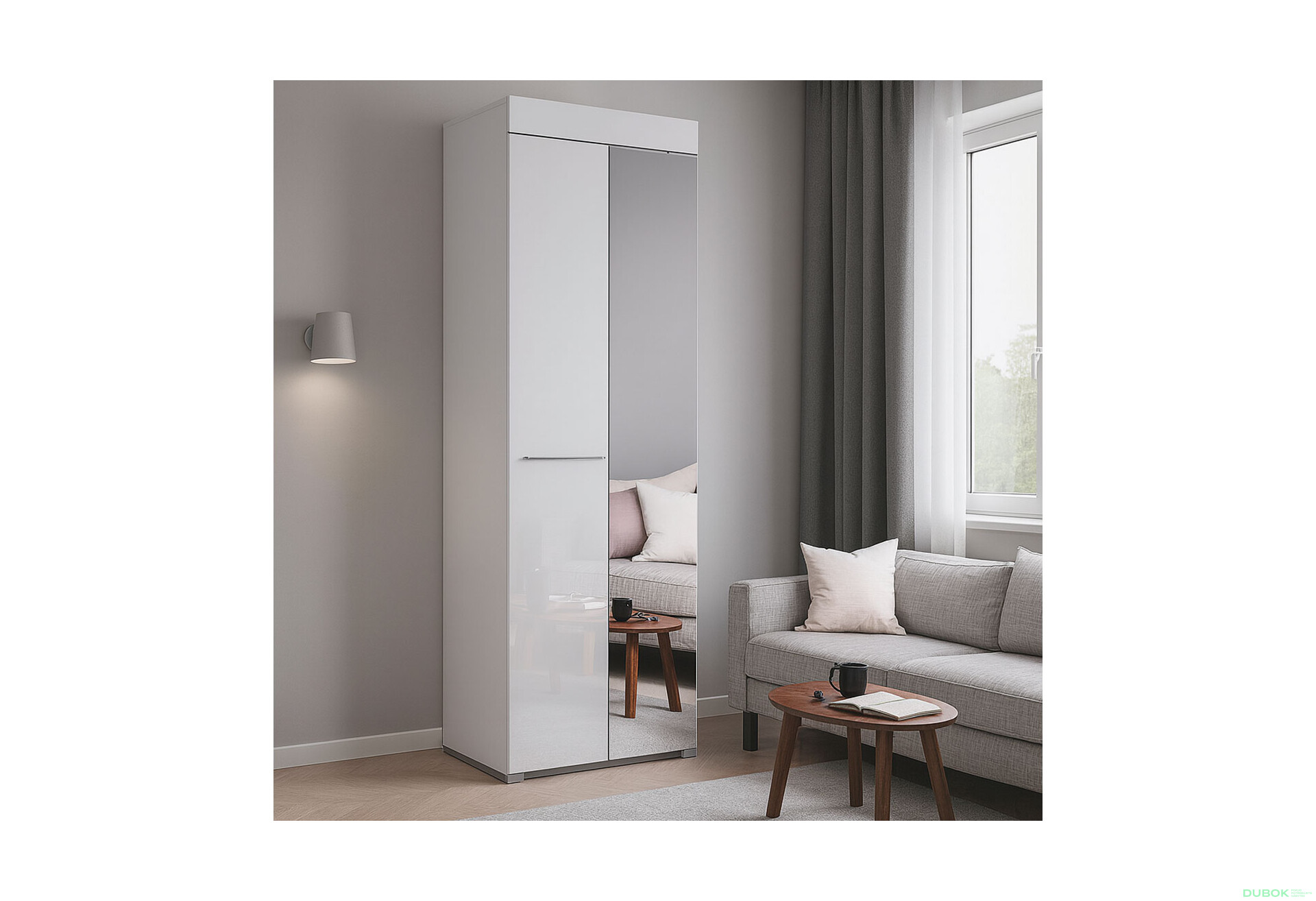 Skříň 2d se zrcadlem, bílý lesk Amanda - Fotografie 2 Fotografie 2 - Skříň 2d se zrcadlem, bílý lesk Amanda