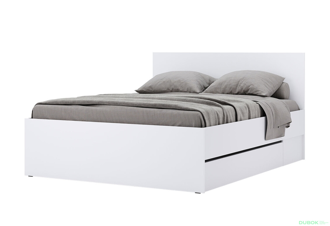 Postel 1.6x2.0 s šuplíky bez rámu Super Mat Bílá Tibo - Fotografie 1 Fotografie 1 - Postel 1.6x2.0 s šuplíky bez rámu Super Mat Bílá Tibo