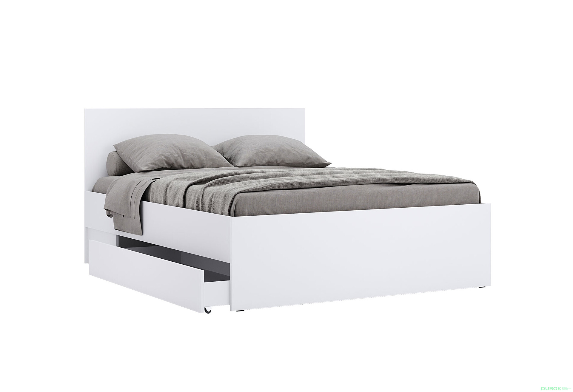 Postel 1.6x2.0 s šuplíky bez rámu Super Mat Bílá Tibo - Fotografie 3 Fotografie 3 - Postel 1.6x2.0 s šuplíky bez rámu Super Mat Bílá Tibo