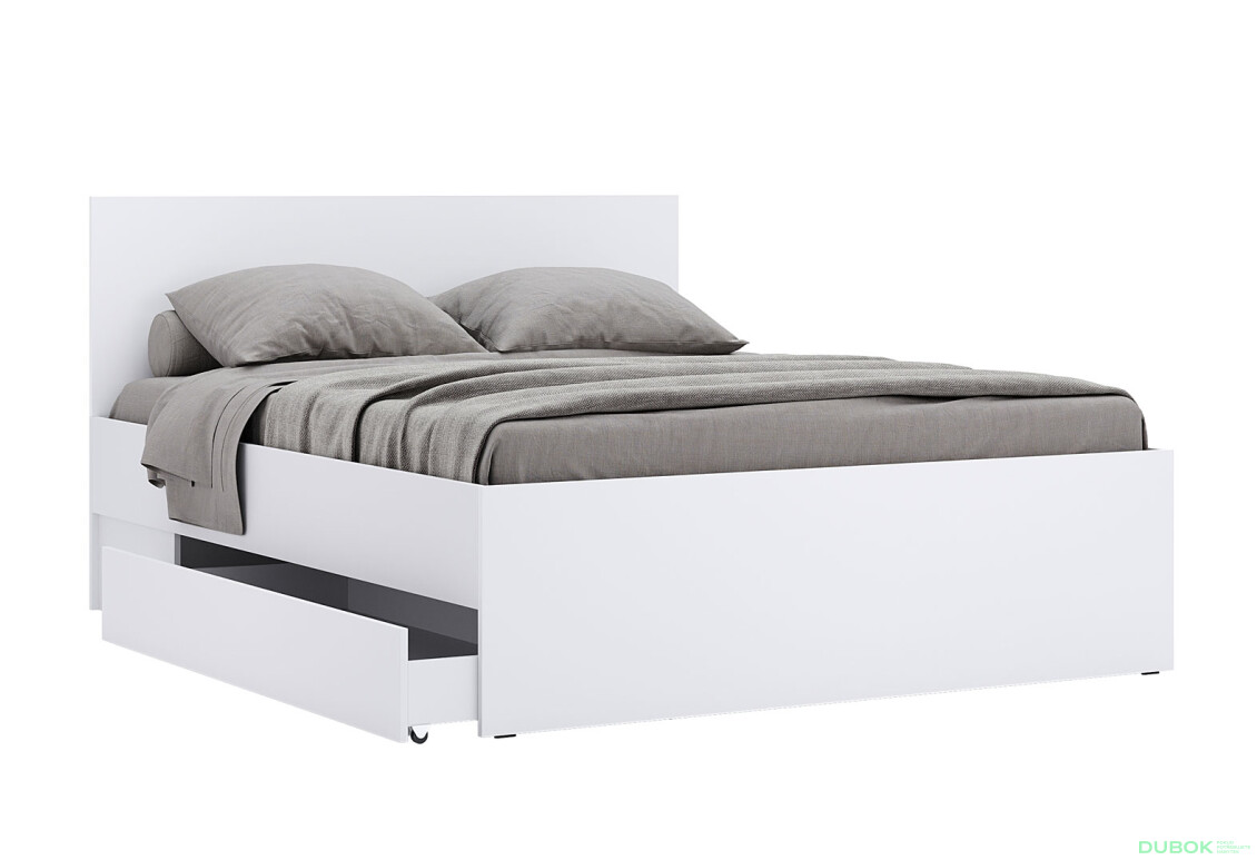 Postel 1.6x2.0 s šuplíky bez rámu Super Mat Bílá Tibo - Fotografie 3 Fotografie 3 - Postel 1.6x2.0 s šuplíky bez rámu Super Mat Bílá Tibo