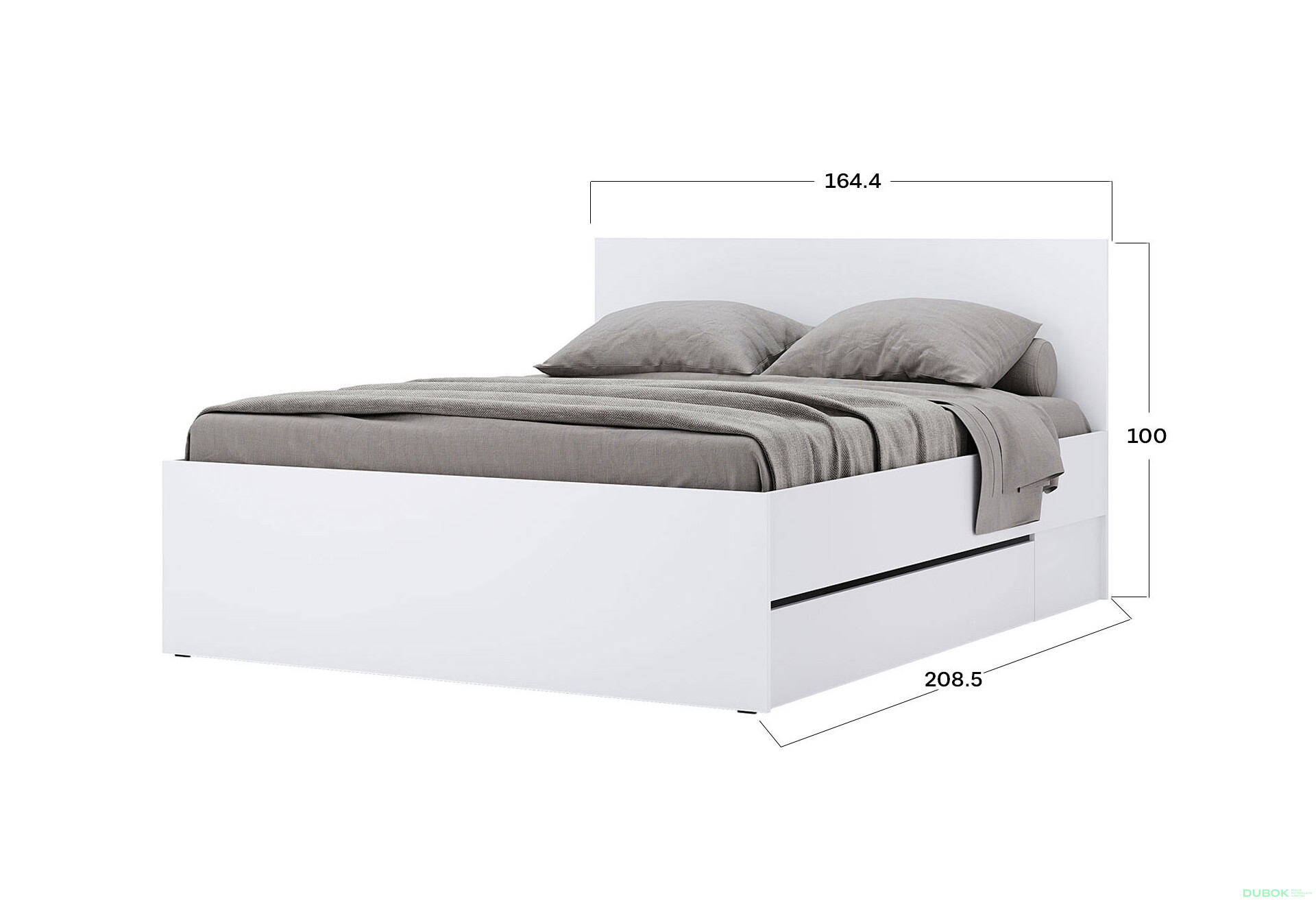 Postel 1.6x2.0 s šuplíky bez rámu Super Mat Bílá Tibo - Fotografie 7 Fotografie 7 - Postel 1.6x2.0 s šuplíky bez rámu Super Mat Bílá Tibo