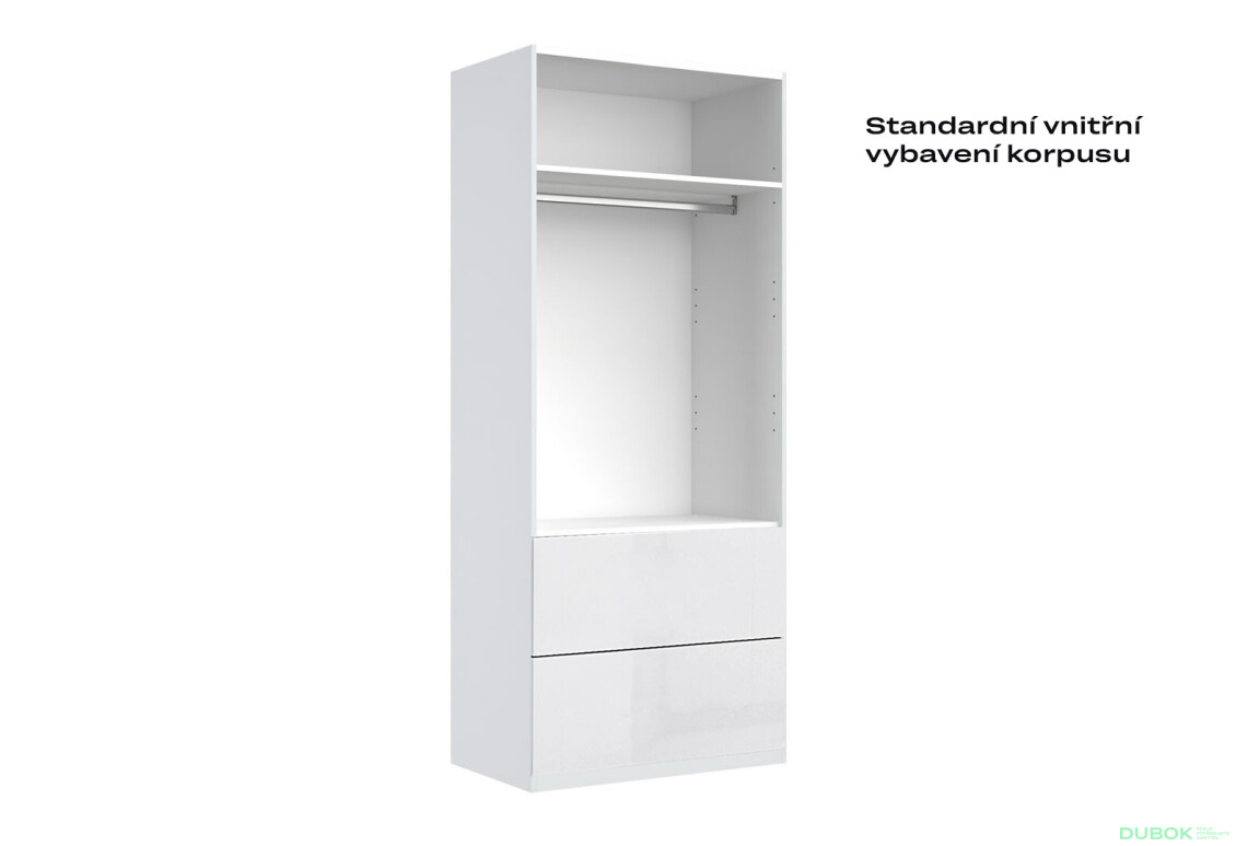 Skříň 2dv 2šx Bez zrcadel Super Mat Bílá Tibo - Fotografie 6 Fotografie 6 - Skříň 2dv 2šx Bez zrcadel Super Mat Bílá Tibo